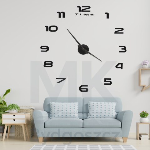 Zegar ścienny naklejany DIY duży regulowany 80-120cm czarny 12 cyfr Zegar ścienny naklejany DIY duży regulowany 80-120cm czarny 12 cyfr