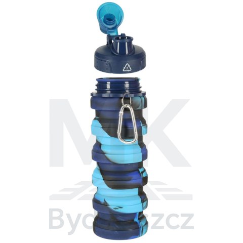 Butelka na wodę bidon silikonowy składany z uchwytem sportowy 500ml niebieski Butelka na wodę bidon silikonowy składany z uchwytem sportowy 500ml niebieski