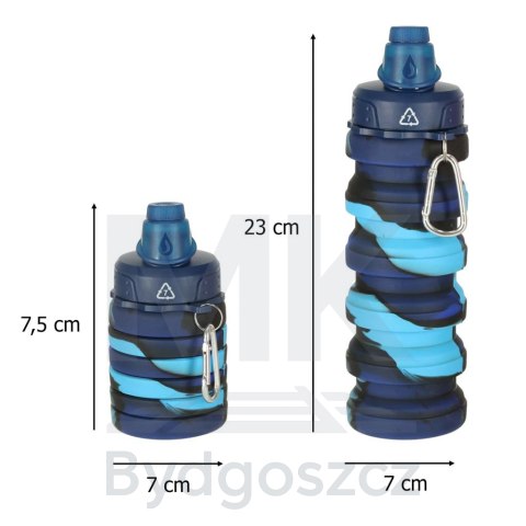 Butelka na wodę bidon silikonowy składany z uchwytem sportowy 500ml niebieski Butelka na wodę bidon silikonowy składany z uchwytem sportowy 500ml niebieski