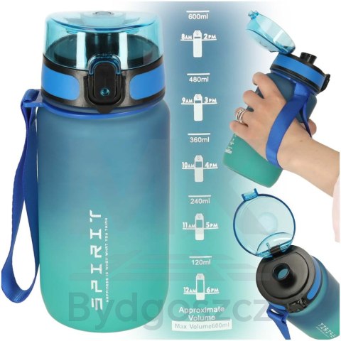 Butelka na wodę bidon ze słomką uchwytem sportowy 600ml niebiesko-zielony Butelka na wodę bidon ze słomką uchwytem sportowy 600ml niebiesko-zielony
