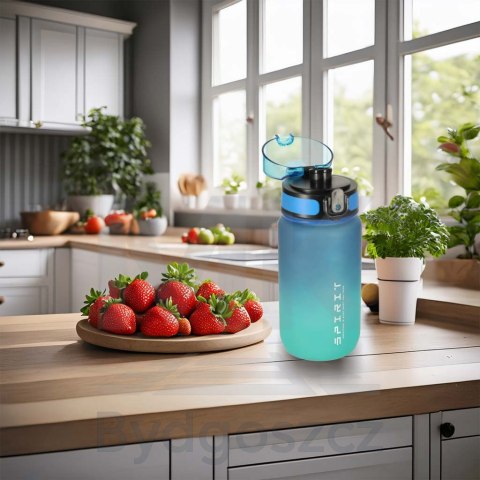 Butelka na wodę bidon ze słomką uchwytem sportowy 600ml niebiesko-zielony Butelka na wodę bidon ze słomką uchwytem sportowy 600ml niebiesko-zielony