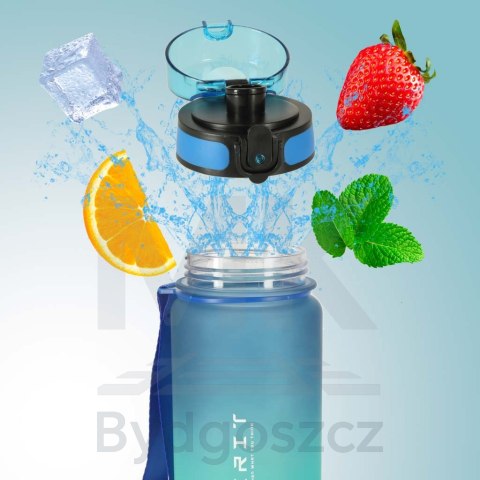 Butelka na wodę bidon ze słomką uchwytem sportowy 600ml niebiesko-zielony Butelka na wodę bidon ze słomką uchwytem sportowy 600ml niebiesko-zielony