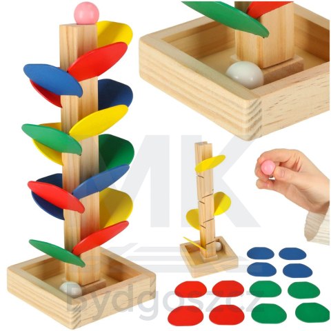 Drzewko edukacyjne klocki drewniane tor kulkowy Kulodrom Montessori Drzewko edukacyjne klocki drewniane tor kulkowy Kulodrom Montessori