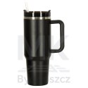 Kubek termiczny ze słomką i uchwytem termos 1200ml czarny
