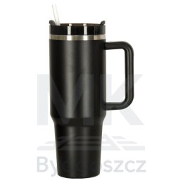 Kubek termiczny ze słomką i uchwytem termos 1200ml czarny