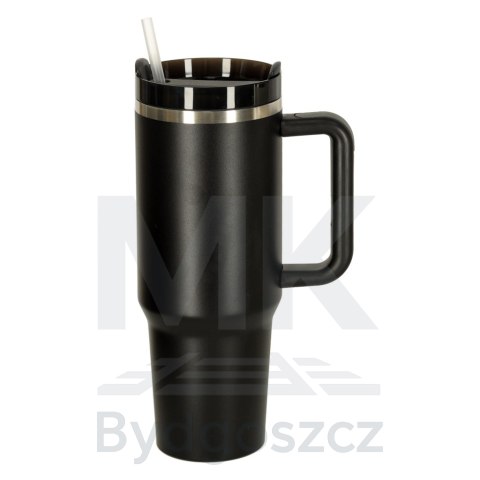 Kubek termiczny ze słomką i uchwytem termos 1200ml czarny Kubek termiczny ze słomką i uchwytem termos 1200ml czarny