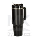 Kubek termiczny ze słomką i uchwytem termos 1200ml czarny