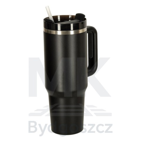Kubek termiczny ze słomką i uchwytem termos 1200ml czarny Kubek termiczny ze słomką i uchwytem termos 1200ml czarny