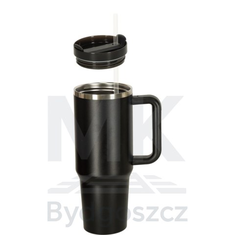Kubek termiczny ze słomką i uchwytem termos 1200ml czarny Kubek termiczny ze słomką i uchwytem termos 1200ml czarny