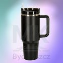 Kubek termiczny ze słomką i uchwytem termos 1200ml czarny
