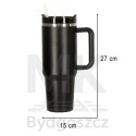Kubek termiczny ze słomką i uchwytem termos 1200ml czarny