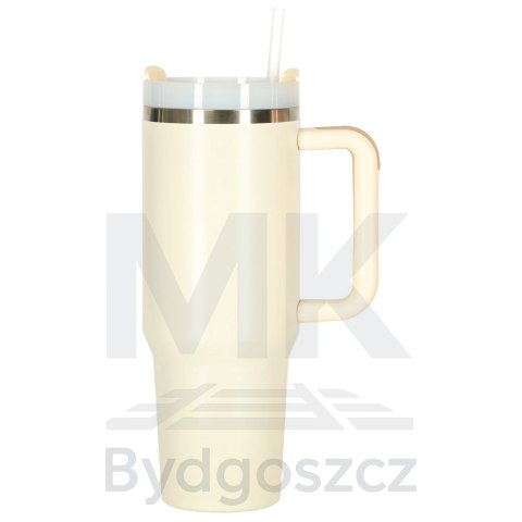 Kubek termiczny ze słomką i uchwytem termos 1200ml kremowy Kubek termiczny ze słomką i uchwytem termos 1200ml kremowy