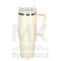 Kubek termiczny ze słomką i uchwytem termos 1200ml kremowy