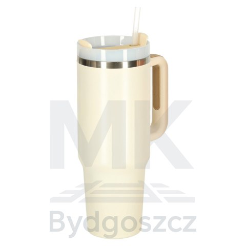 Kubek termiczny ze słomką i uchwytem termos 1200ml kremowy Kubek termiczny ze słomką i uchwytem termos 1200ml kremowy