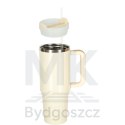 Kubek termiczny ze słomką i uchwytem termos 1200ml kremowy