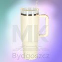 Kubek termiczny ze słomką i uchwytem termos 1200ml kremowy