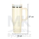 Kubek termiczny ze słomką i uchwytem termos 1200ml kremowy