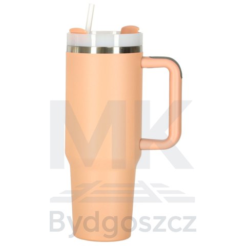 Kubek termiczny ze słomką i uchwytem termos 1200ml róż pudrowy Kubek termiczny ze słomką i uchwytem termos 1200ml róż pudrowy