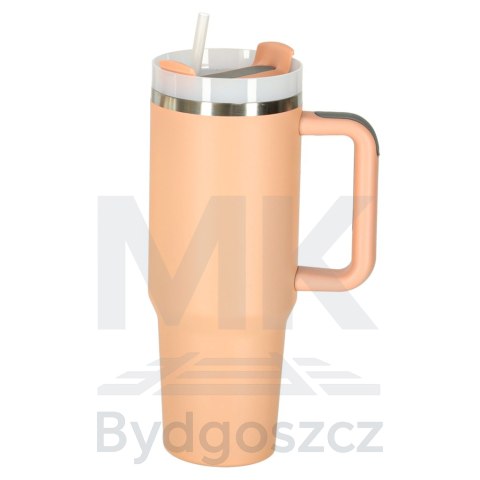 Kubek termiczny ze słomką i uchwytem termos 1200ml róż pudrowy Kubek termiczny ze słomką i uchwytem termos 1200ml róż pudrowy