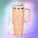Kubek termiczny ze słomką i uchwytem termos 1200ml róż pudrowy