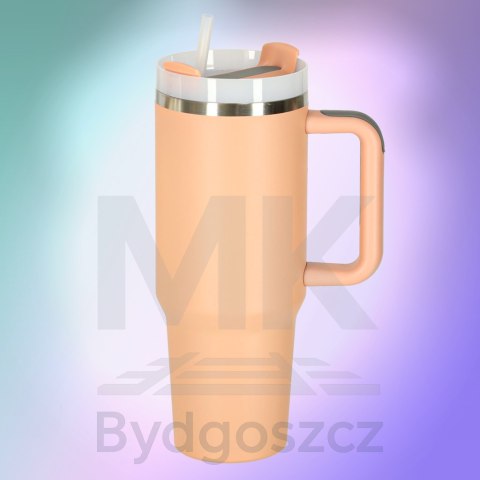 Kubek termiczny ze słomką i uchwytem termos 1200ml róż pudrowy Kubek termiczny ze słomką i uchwytem termos 1200ml róż pudrowy