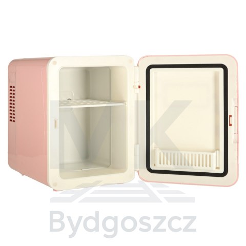 Lodówka turystyczna elektryczna samochodowa mini na jedzenie kosmetyki grzanie chłodzenie 2w1 4L różowa Lodówka turystyczna elektryczna samochodowa mini na jedzenie kosmetyki grzanie chłodzenie 2w1 4L różowa