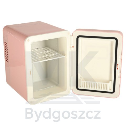 Lodówka turystyczna elektryczna samochodowa mini na jedzenie kosmetyki grzanie chłodzenie 2w1 4L różowa Lodówka turystyczna elektryczna samochodowa mini na jedzenie kosmetyki grzanie chłodzenie 2w1 4L różowa