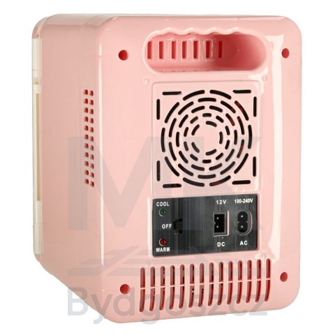 Lodówka turystyczna elektryczna samochodowa mini na jedzenie kosmetyki grzanie chłodzenie 2w1 4L różowa Lodówka turystyczna elektryczna samochodowa mini na jedzenie kosmetyki grzanie chłodzenie 2w1 4L różowa