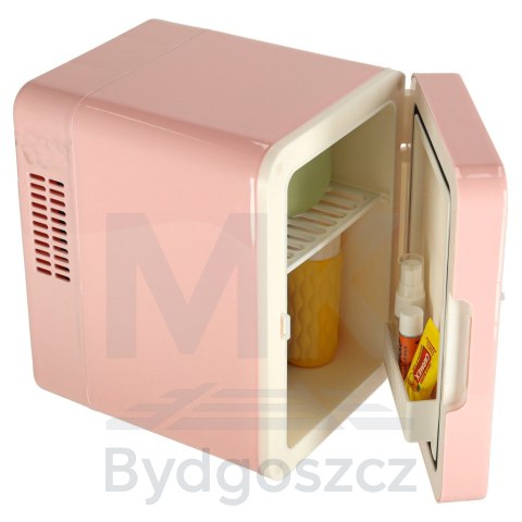 Lodówka turystyczna elektryczna samochodowa mini na jedzenie kosmetyki grzanie chłodzenie 2w1 4L różowa Lodówka turystyczna elektryczna samochodowa mini na jedzenie kosmetyki grzanie chłodzenie 2w1 4L różowa