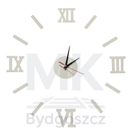 Zegar Ścienny naklejany DIY 3D regulowany rzymski srebrny 130cm