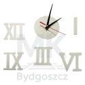 Zegar Ścienny naklejany DIY 3D regulowany rzymski srebrny 130cm