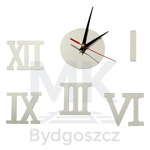 Zegar Ścienny naklejany DIY 3D regulowany rzymski srebrny 130cm Zegar Ścienny naklejany DIY 3D regulowany rzymski srebrny 130cm