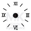 Zegar Ścienny naklejany DIY regulowany czarny cyfry rzymskie 130cm