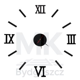Zegar Ścienny naklejany DIY regulowany czarny cyfry rzymskie 130cm