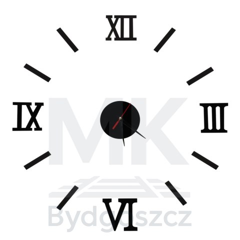 Zegar Ścienny naklejany DIY regulowany czarny cyfry rzymskie 130cm Zegar Ścienny naklejany DIY regulowany czarny cyfry rzymskie 130cm