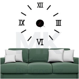Zegar Ścienny naklejany DIY regulowany czarny cyfry rzymskie 130cm
