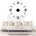 Zegar Ścienny naklejany DIY regulowany czarny cyfry rzymskie 130cm