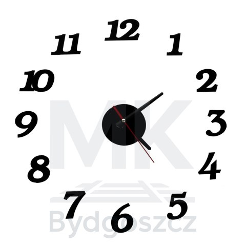Zegar Ścienny naklejany DIY regulowany nowoczesny czarny 12 godzin Zegar Ścienny naklejany DIY regulowany nowoczesny czarny 12 godzin
