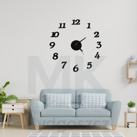 Zegar Ścienny naklejany DIY regulowany nowoczesny czarny 12 godzin Zegar Ścienny naklejany DIY regulowany nowoczesny czarny 12 godzin