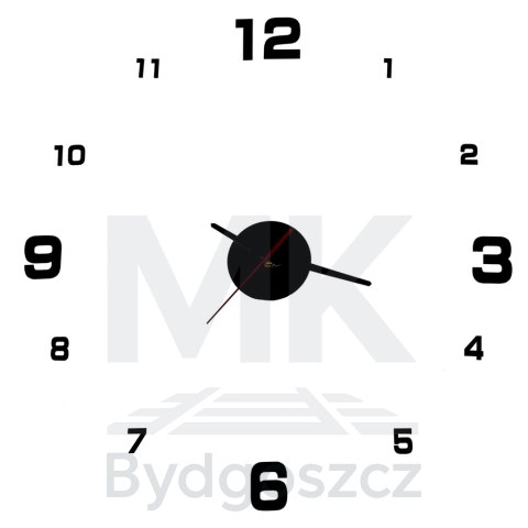 Zegar ścienny do salonu kuchni DIY naklejany nowoczesny 3D czarny 4 duże cyfry