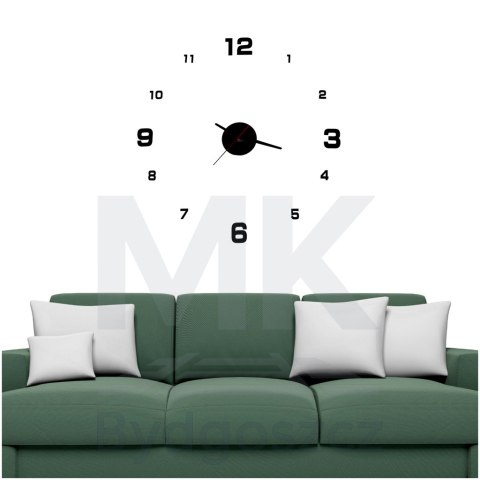 Zegar ścienny do salonu kuchni DIY naklejany nowoczesny 3D czarny 4 duże cyfry Zegar ścienny do salonu kuchni DIY naklejany nowoczesny 3D czarny 4 duże cyfry
