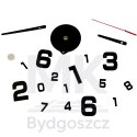 Zegar ścienny do salonu kuchni DIY naklejany nowoczesny 3D czarny 4 duże cyfry