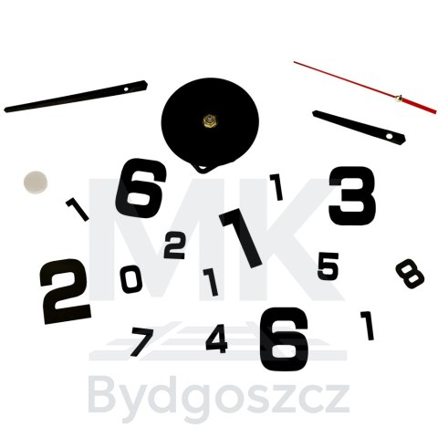 Zegar ścienny do salonu kuchni DIY naklejany nowoczesny 3D czarny 4 duże cyfry Zegar ścienny do salonu kuchni DIY naklejany nowoczesny 3D czarny 4 duże cyfry