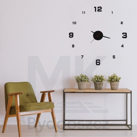 Zegar ścienny do salonu kuchni DIY naklejany nowoczesny 3D czarny 4 duże cyfry Zegar ścienny do salonu kuchni DIY naklejany nowoczesny 3D czarny 4 duże cyfry