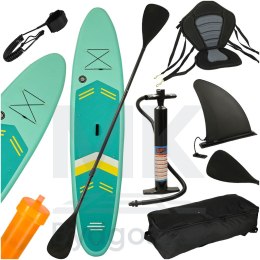 Deska SUP pompowana do pływania z siedzeniem akcesoriami wiosło zestaw turkusowa 350 cm