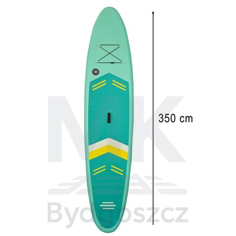 Deska SUP pompowana do pływania z siedzeniem akcesoriami wiosło zestaw turkusowa 350 cm Deska SUP pompowana do pływania z siedzeniem akcesoriami wiosło zestaw turkusowa 350 cm