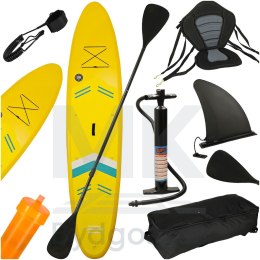 Deska SUP pompowana do pływania z siedzeniem akcesoriami wiosło zestaw żółta 350 cm