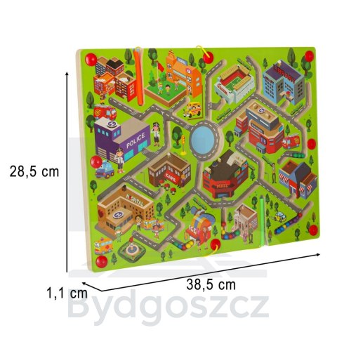 Gra labirynt magnetyczna planszowa drewniana do podróży duże miasto 2 graczy Gra labirynt magnetyczna planszowa drewniana do podróży duże miasto 2 graczy