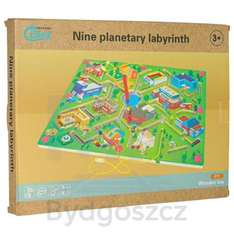 Gra labirynt magnetyczna planszowa drewniana do podróży duże miasto 2 graczy Gra labirynt magnetyczna planszowa drewniana do podróży duże miasto 2 graczy