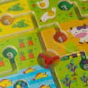Gra labirynt magnetyczna planszowa drewniana do podróży farma 2 graczy